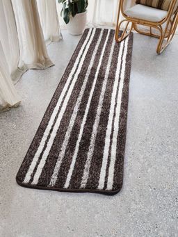 Saral Home - Microfiber Striped Anti-Skid Runner-Brown-50X180 Cm