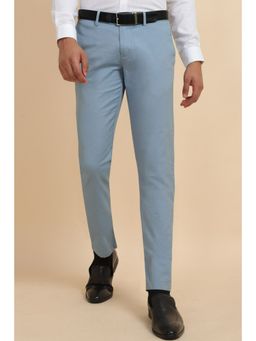 Allen Solly - Men Blue Slim Fit Solid Formal Trousers