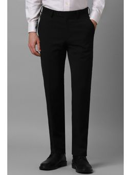 Louis Philippe - Men Black Slim Fit Solid Flat Front Formal Trousers