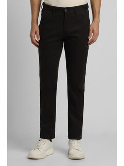 Peter England - Men Black Solid Slim Fit Casual Trousers