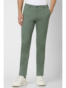 Peter England - Men Green Textured Super Slim Fit Casual Trousers