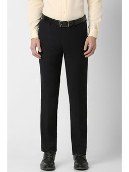 Peter England - Men Black Solid Slim Fit Formal Trousers