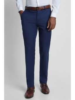 Peter England - Men Blue Solid Slim Fit Formal Trousers