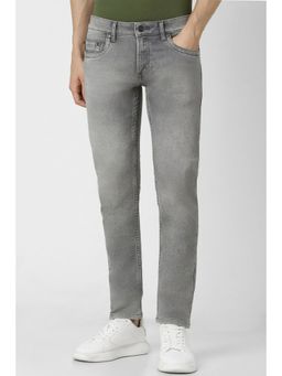 Peter England - Men Grey Light Wash Low Fit Jeans