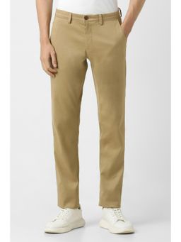 Van Heusen - Men Khaki Solid Slim Fit Trousers