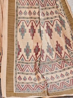 Sareemall - Women's Cotton Silk Beige Printed Designer Saree With Blouse Piece with Unstitched
