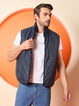 Club York - Navy Blue High Neck Reversible Jacket