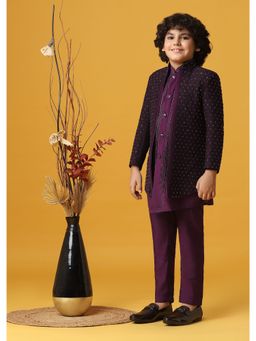 KALKI FASHION - Elegant Embroidered Sherwani for Boys (Set of 3)