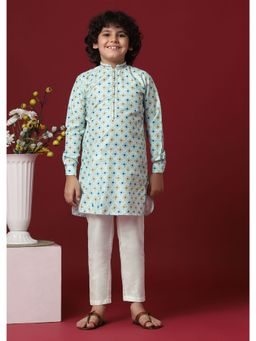 KALKI FASHION - Timeless White Silk Kurta with Pant for Boys (Set of 2)