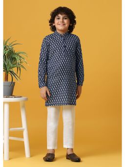 KALKI FASHION - Stylish Blue Silk Kurta with Pant for Boys (Set of 2)