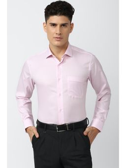 Van Heusen - Men Pink Regular Fit Textured Full Sleeves Formal Shirt