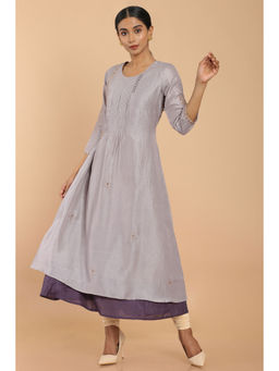 Soch - Grey Silk Layered Kurta