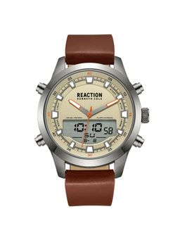 Reaction Kenneth Cole - ANA-DIGIT Grey Brown Synthetic Leather Strap Watch for Mens - KRWGD9005301