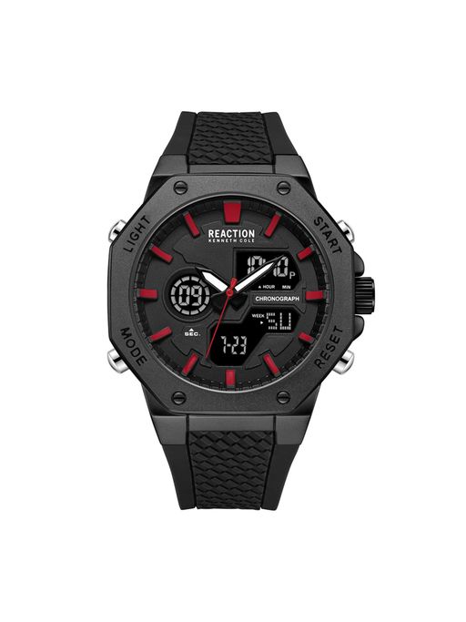Buy Reaction Kenneth Cole ANA-DIGIT Black Silicone Strap Sports