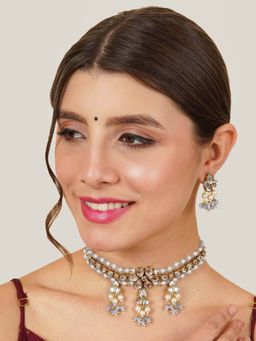 BeAbhika - Dual Tone Kundan Necklace with Earrings