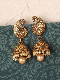 Anika's Creations - Traditional Partywear Golden Jhumki Earrings