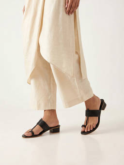 Chaal Chalan - Black PU Almond Toe Kolhapuris