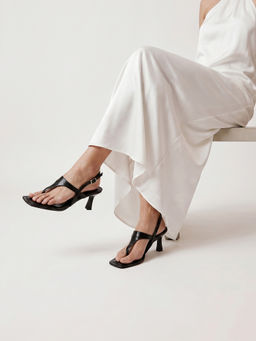 Chaal Chalan - Black Square Toe High Top Sandals