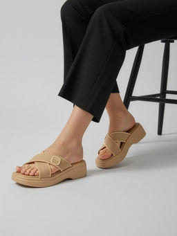 CHINRAAG - Women's Cross Strap Wedge Heel