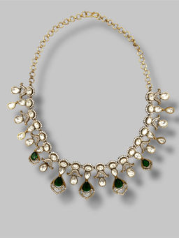 Beryachi - Falguni Emerald Green Kundan Necklace Set