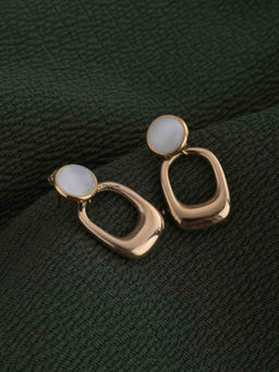 Palmonas - 18K Gold Plated Classic White Stone Gold Drop Earrings For Womens