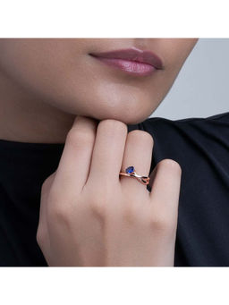 Palmonas - 925 Sterling Silver Blue Saphire Crossover Ring For Womens