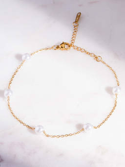 Palmonas - Gold Pearl Anklet For Womens - Waterproof And Anti-Tarnish