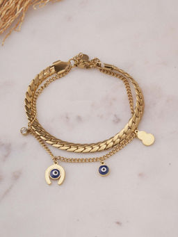 Palmonas - Evil Eye Layered Bracelet For Womens - Waterproof And Anti-Tarnish