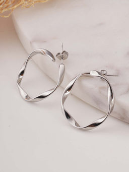 Palmonas - Abstract Silver Hoop Earrings For Womens - Waterproof And Anti-Tarnish