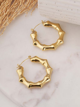 Palmonas - Gold Bamboo Hoop Earrings For Womens - Waterproof And Anti-Tarnish