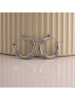 Palmonas - Lustre Links Silver Hoop Earrings For Womens - Waterproof And Anti-Tarnish