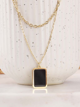 Palmonas - Gold Chain With Black Pendant For Womens - Waterproof And Anti-Tarnish