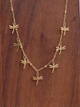 Palmonas - Golden Dragonfly Dance Necklace For Womens - Waterproof And Anti-Tarnish