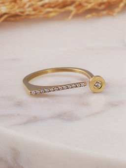 Palmonas - Geometric Bar And Bezel Diamond Ring For Womens