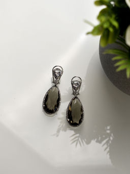Peach Tassels - Grey Stone Earrings