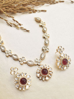 Peach Tassels - Rose Gold Red Necklace Set