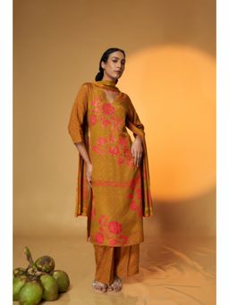 THREE-THREE - Gold Mar Alvarado Kurta with Pant and Dupatta
