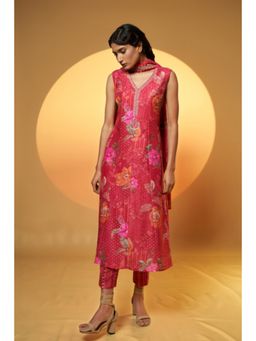 THREE-THREE - Pink Onda Branca Kurta with Pant and Dupatta