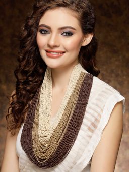 Moedbuille - Beads Studded Layered Contemporary Design Bohemian Necklace