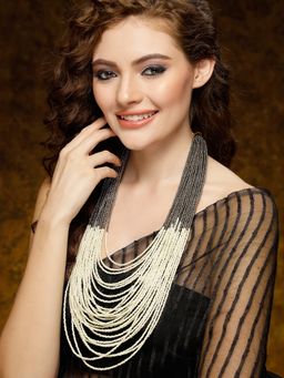 Moedbuille - Layered Design Beads Studded Contemporary Bohemian Necklace