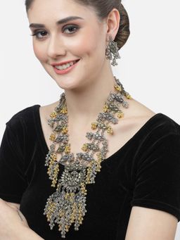 Moedbuille - Layered Tasselled Design Oxidised Gold Plated Antique Tribal Jewellery Set