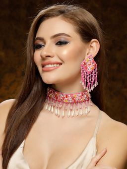 Moedbuille - Pearls & Beads Studded Contemporary Design Tasselled Jewellery Set