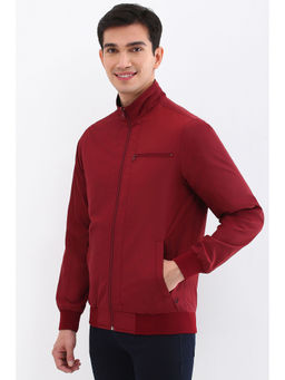 Allen Solly - Men Maroon Solid Full Sleeves Casual Jacket