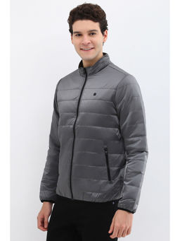 Allen Solly - Men Grey Solid Full Sleeves Casual Jacket