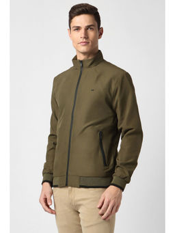 Peter England - Men Olive Solid Casual Jacket