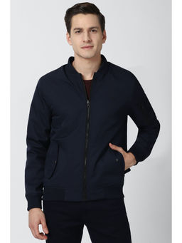 Peter England - Men Navy Solid Casual Jacket