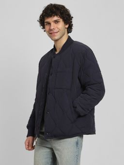 American Eagle - Men Blue Quilted Bomber Jacket