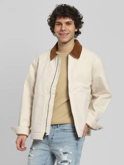 American Eagle - Men Cream Canvas Barn Jacket