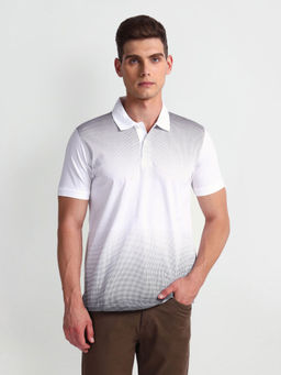 Arrow Newyork - White Ombre Cotton Polo T-Shirt