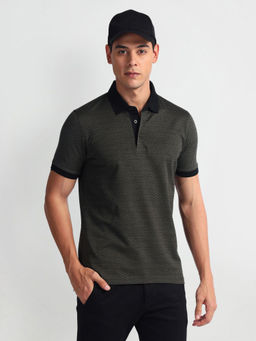 Arrow - Grey Regular Fit Patterned Polo T-Shirt